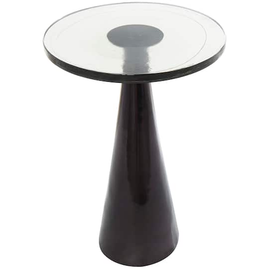 24" Black Aluminum Geometric Cone Accent Table